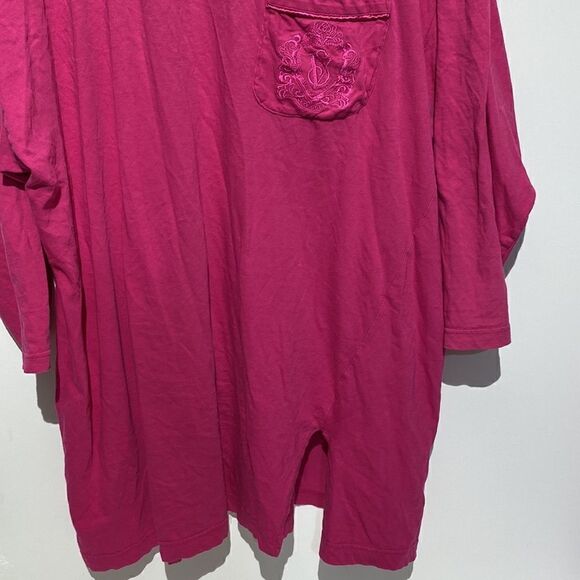Victoria's Secret Women's Pink Embroidered Pocket 3/4 Sleeve Night Shirt Sz M/L - Picture 4 of 11